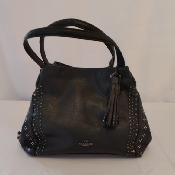 Coach Black Studded Shoulder Bag - Picture 1 of 4